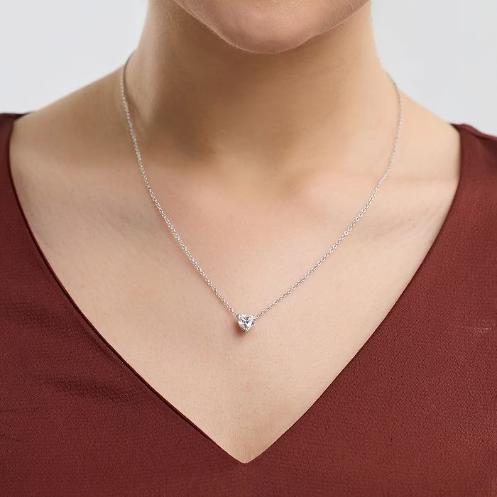 3.00 CTW Heart Shape Lab Grown Diamond Pendant Necklace – AGI Certified 14K Gold