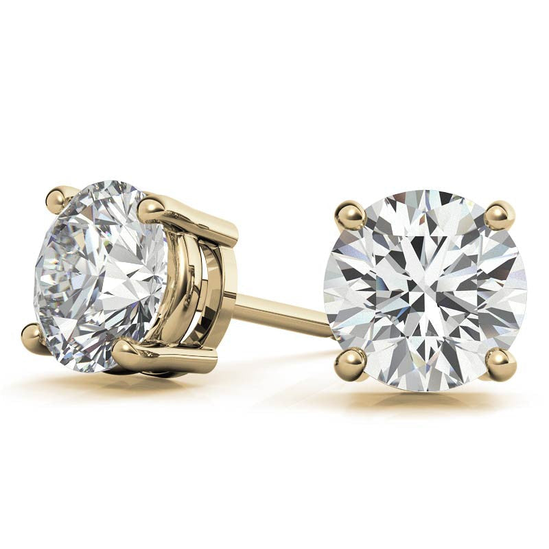 4.00 CTW Lab Grown Diamond Stud Earrings in 14K Gold – AGI Certified, G Color VS Clarity