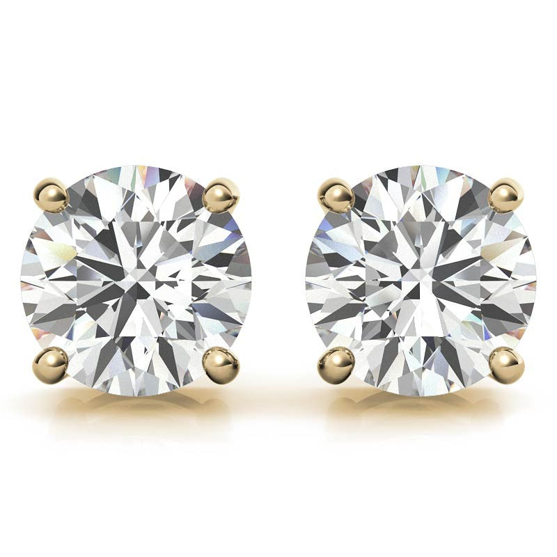 4.00 CTW Lab Grown Diamond Stud Earrings in 14K Gold – AGI Certified, G Color VS Clarity